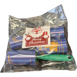 Lint Rolls with green handle 3 refills - 5M brown WITH GREEN HANDLE